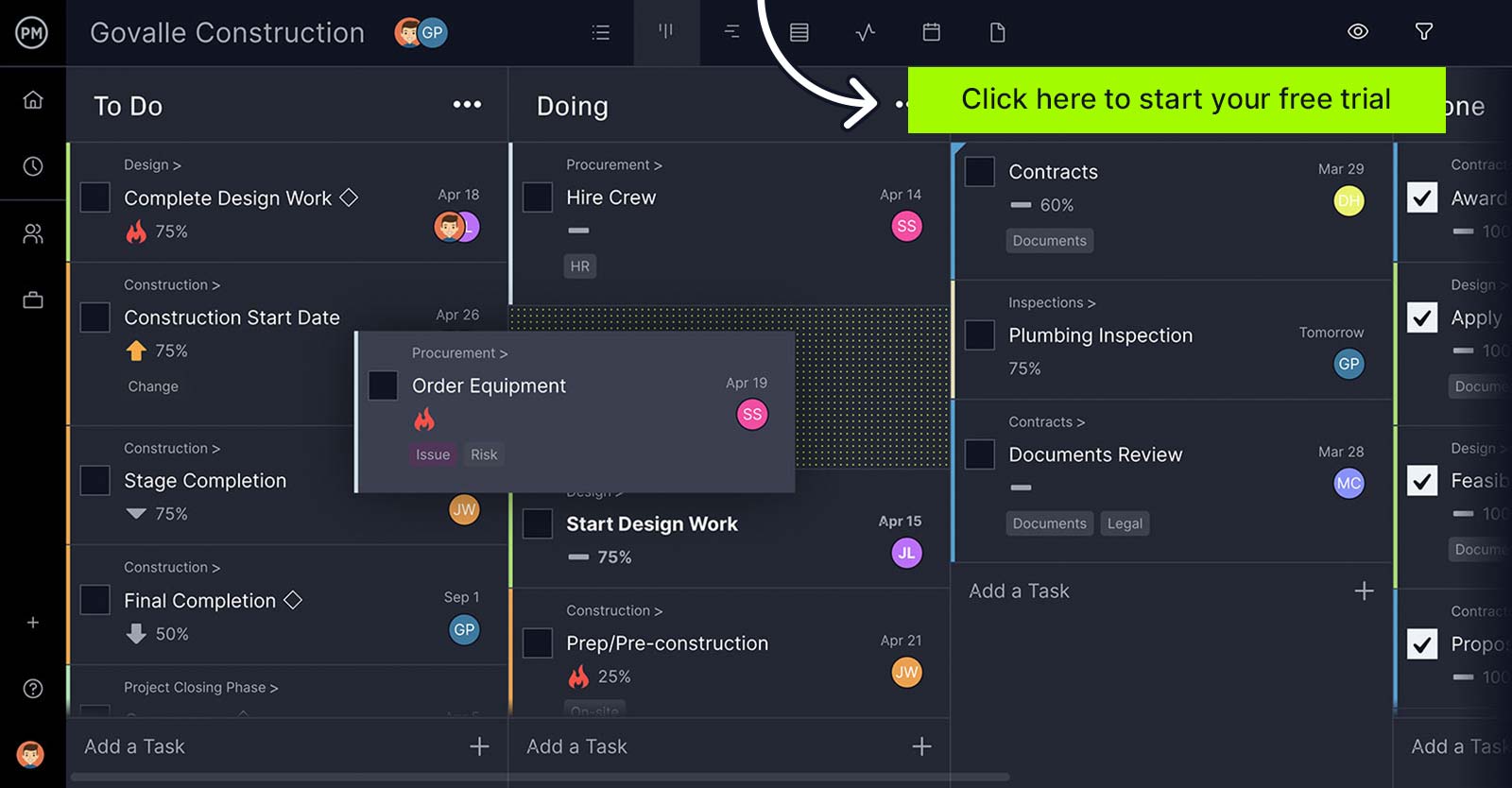 ProjectManager's kanban boards, a great tool to keep track of purchase orders