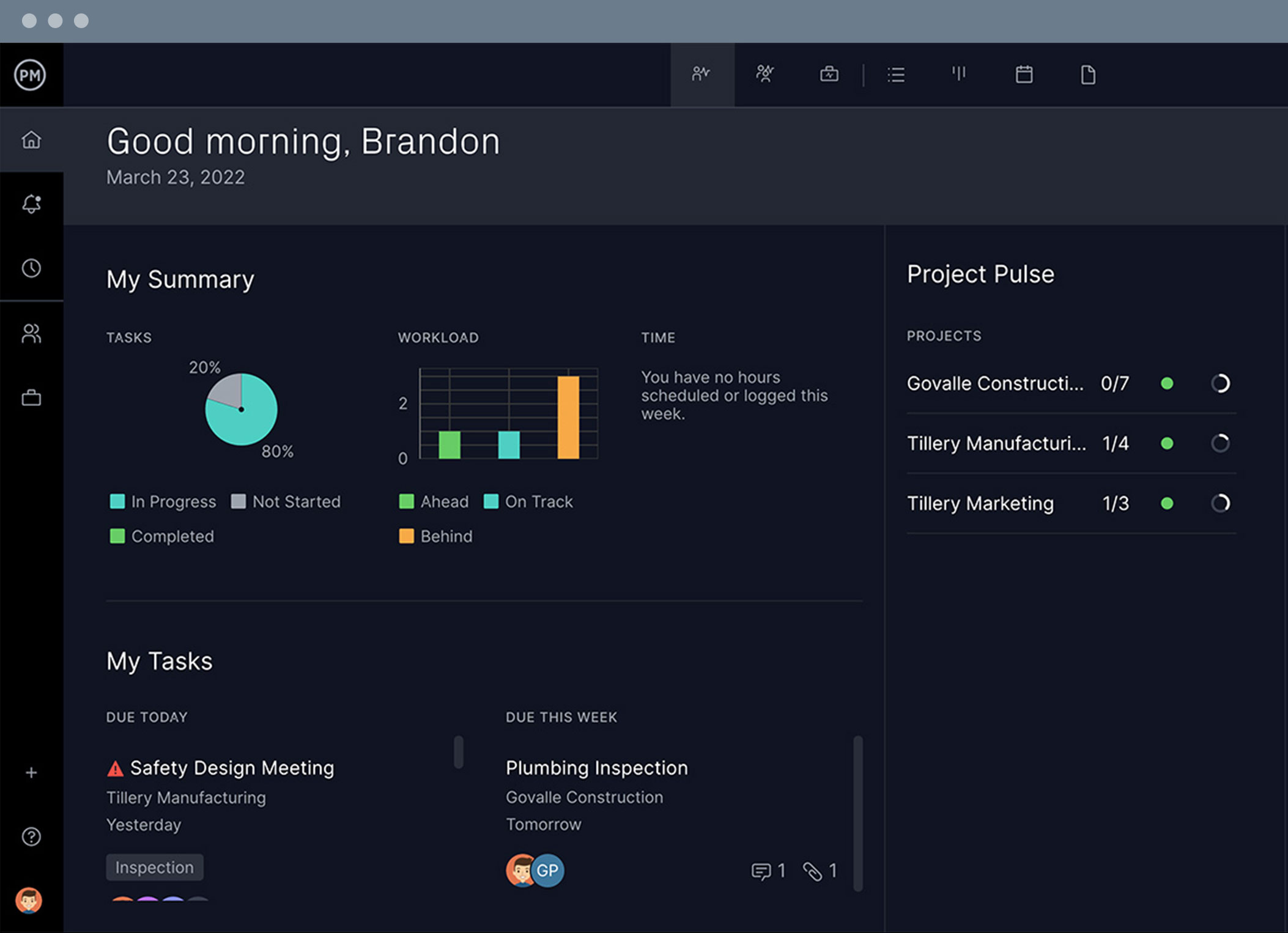 Job management software with dashboard