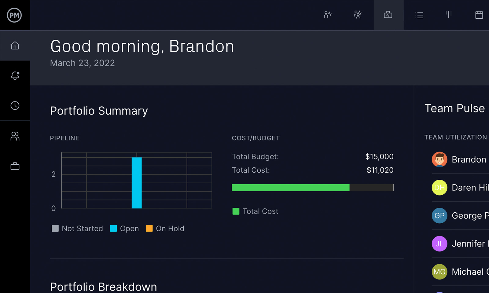 Manage waterfall project portfolios with ProjectManager's waterfall project management tools