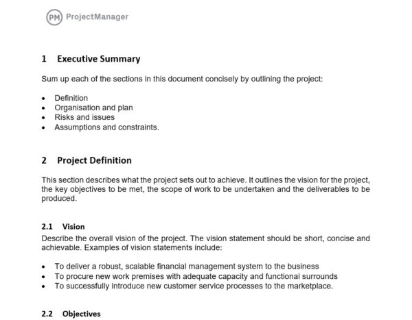 project charter template