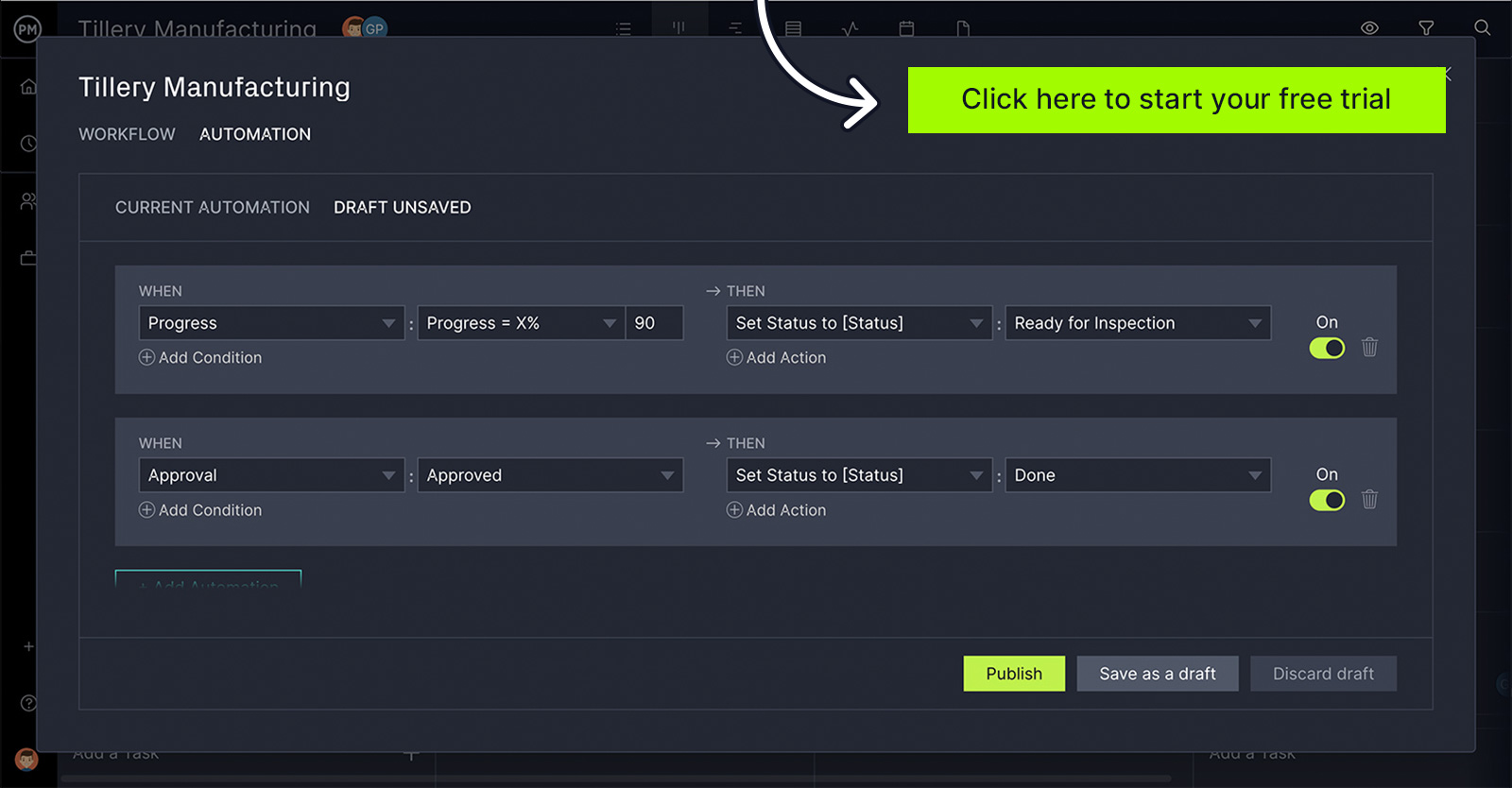 ProjectManager's workflow automation