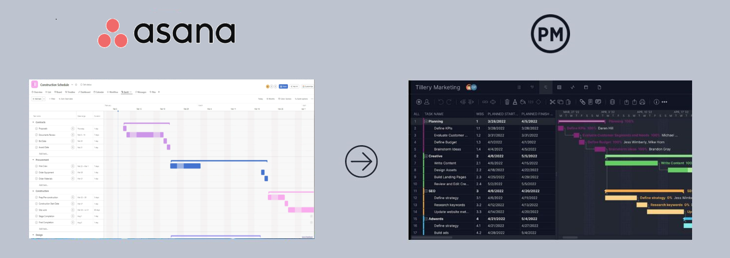 Asana Gantt chart import