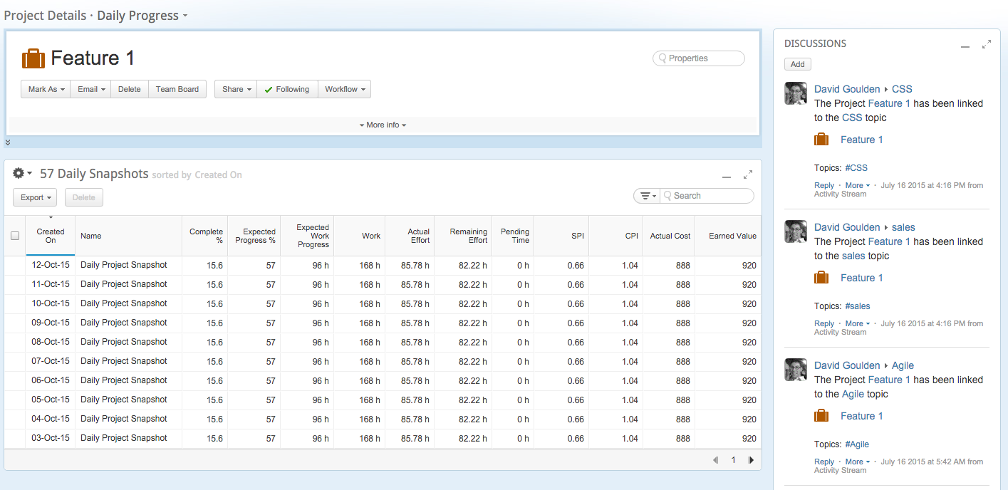 Planview PPM software screenshot