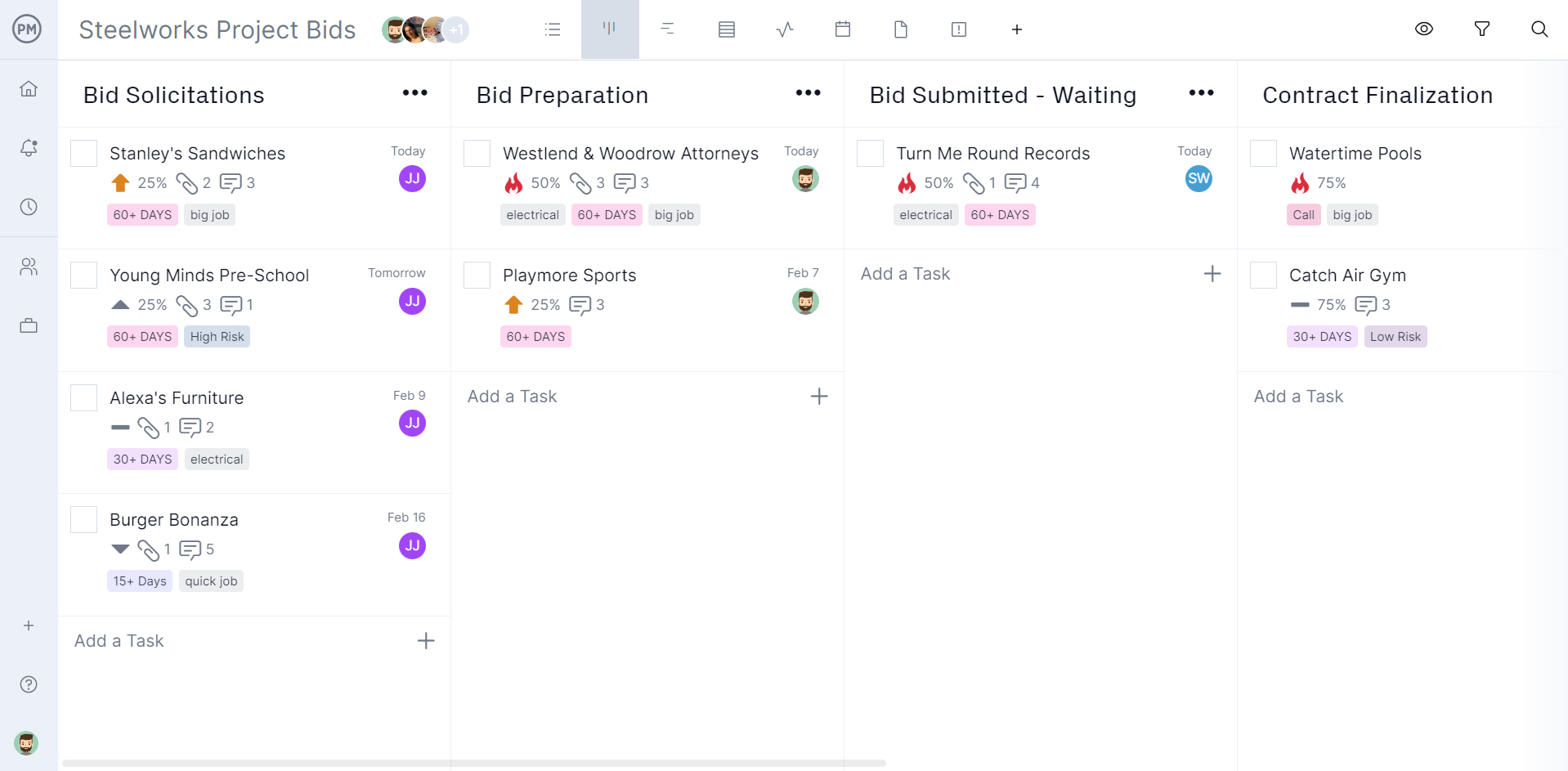 ProjectManager's kanban board