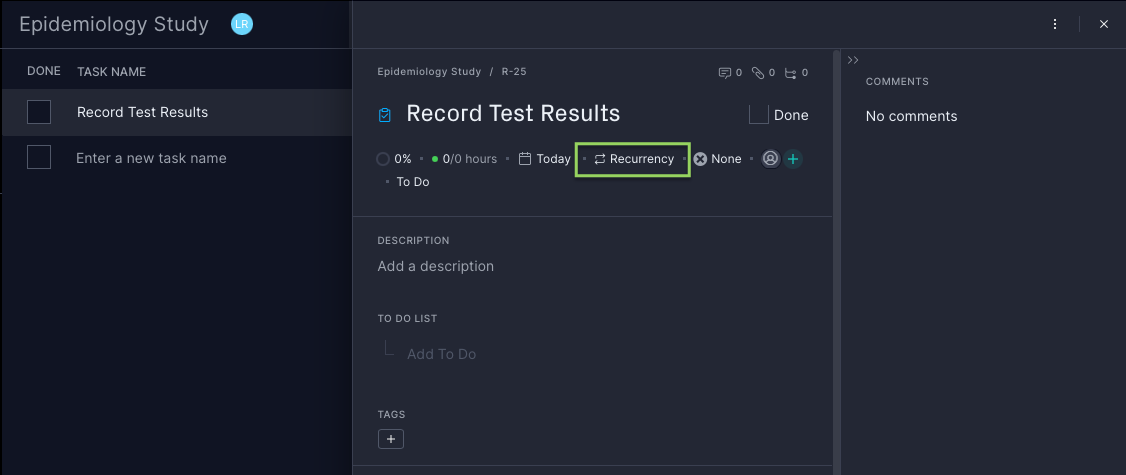 ProjectManager's recurring tasks