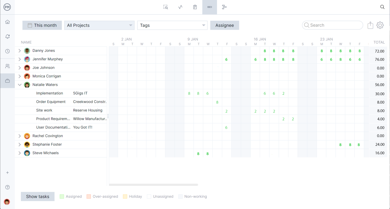 ProjectManager's workload chart