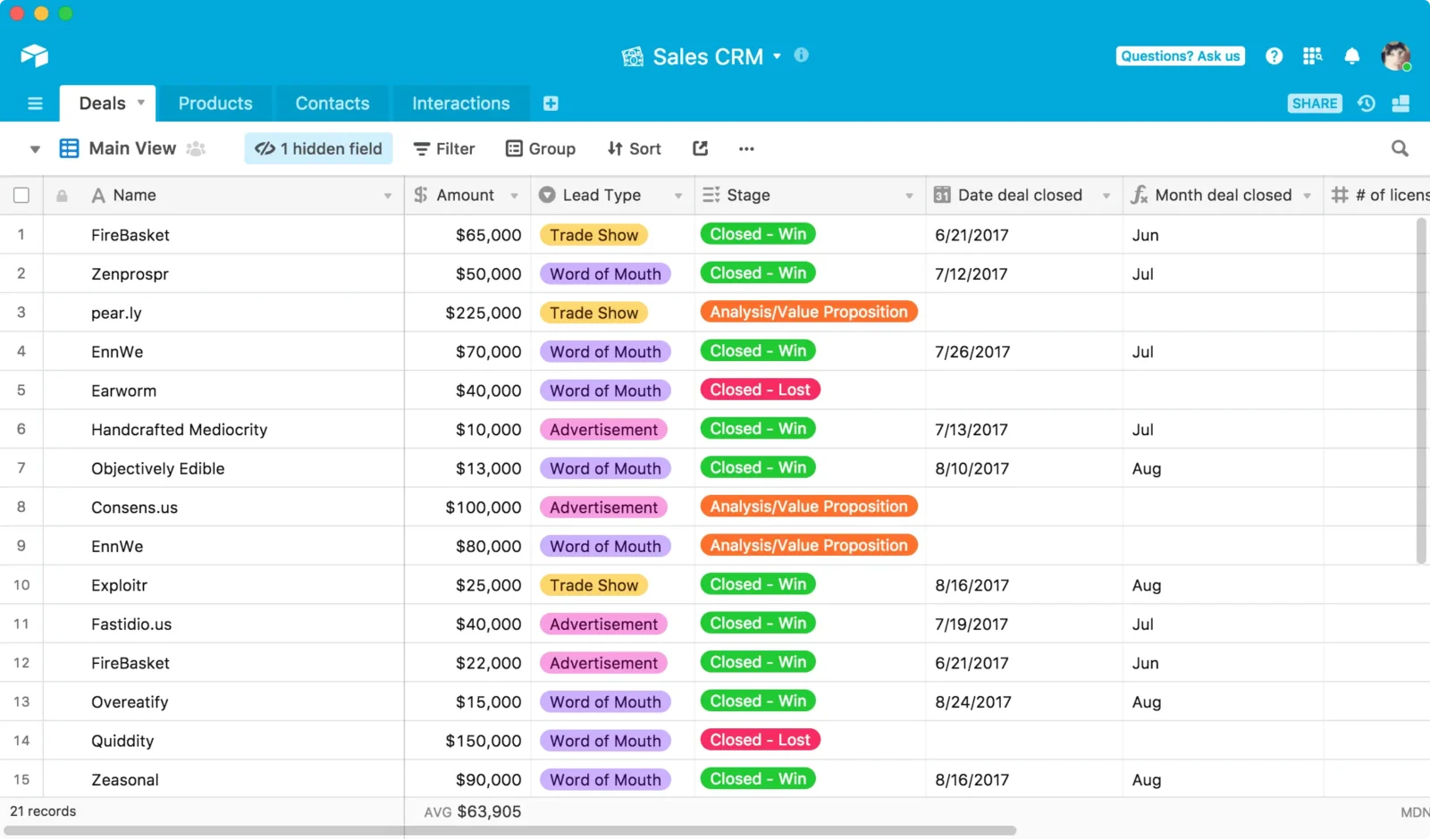 Airtable software screenshot, a Clickup alternative