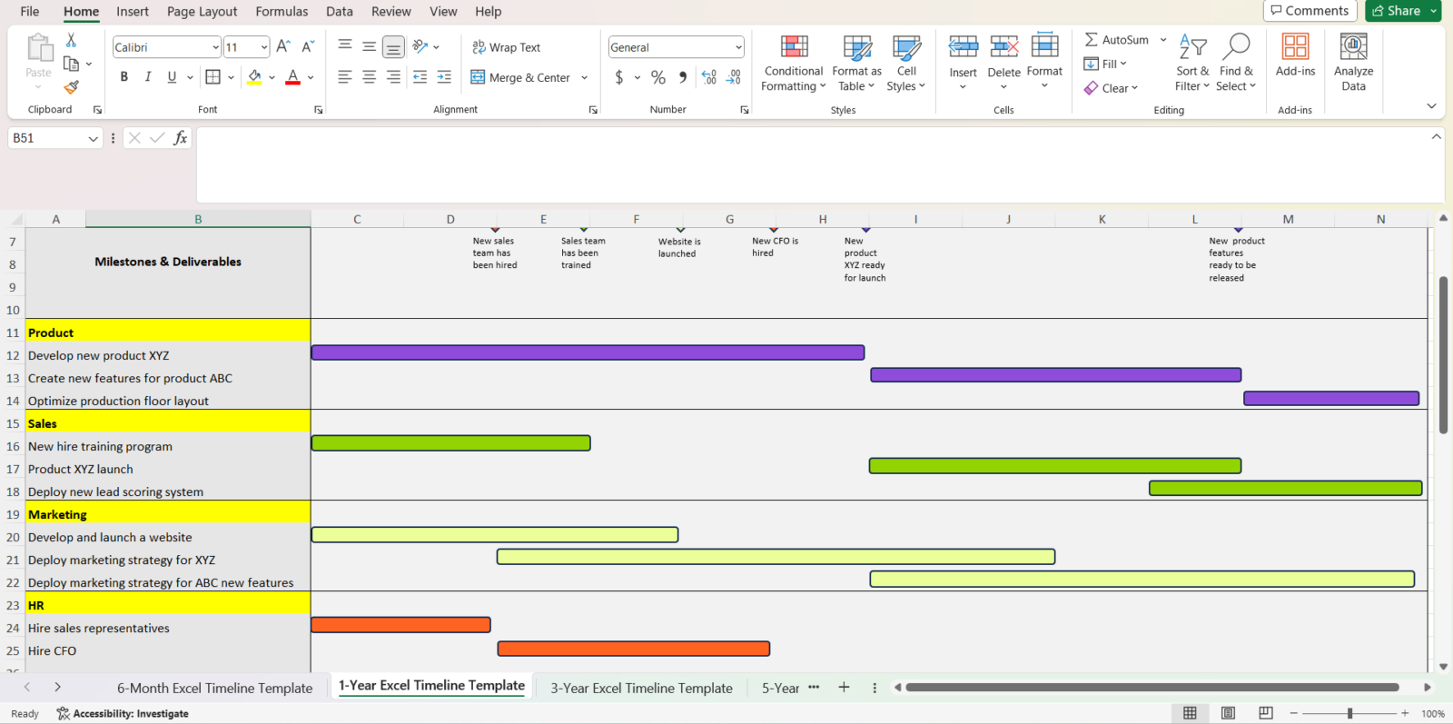 how to add additional rows to this timeline template for Excel